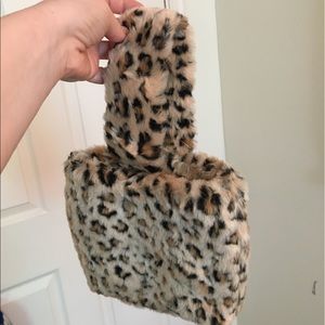 Fuzzy Cheetah / Leopard Print Mini Purse